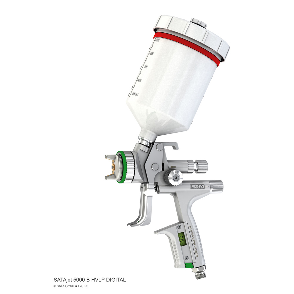 SATAjet 5000 B HVLP DIGITAL mit 0,6 l QCC-Kunststoff- Mehrwegbecher, mit Drehgelenk